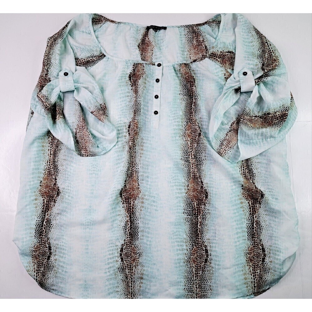 Violet & Claire Womens Plus Size 2X Multicolor Printed Popover Blouse Top